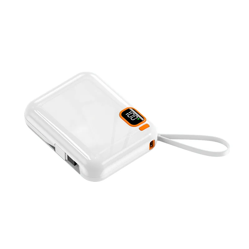10000mAh Power Bank with Built-in Cable, LED Display & Magnetic Wireless Charging