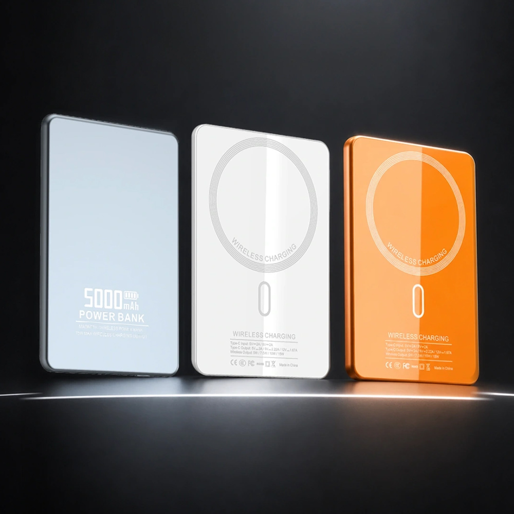 Custom Logo Slim Aluminum Alloy 5000mAh Fast Charging PD 22.5W Portable Powerbank Magnetic Wireless Charging Mini Power Bank
