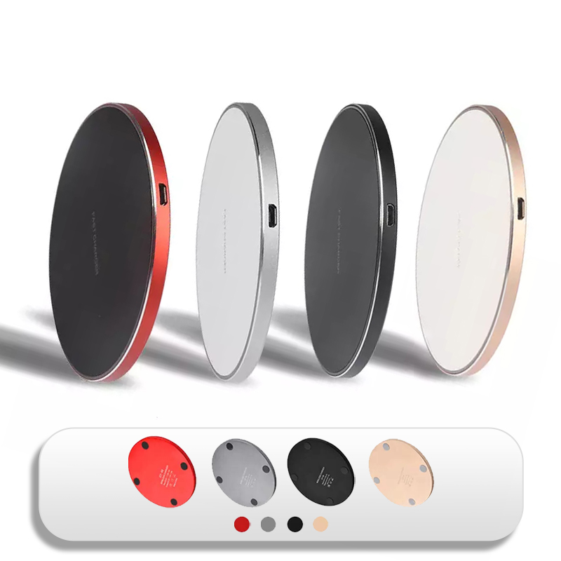 Aluminium+PC 15W Portable Wireless Charger LED Light Fast Charging Type-C Input Wireless Phone Chargers