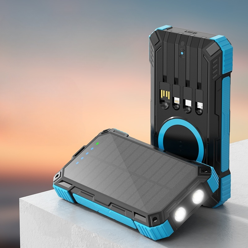 Wholesale Solar Portable Logo Wireless Powerbank 20000mah Fast Charging 12v Built in Cables Type C for Cell Phone Power Bank