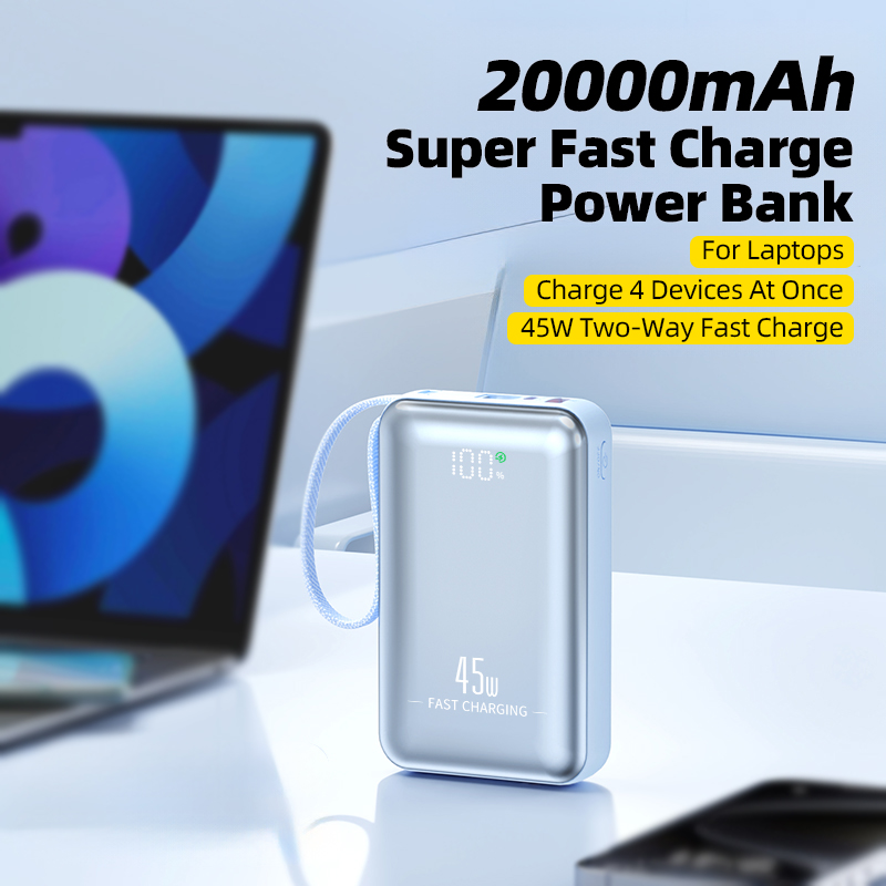 45W Laptop Power Bank 20000mAh High-Capacity Built-in Cable Type-C Charging Digital Display Portable Power Bank